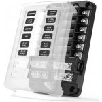 Distribuční blok -12 pojistek, kladný i záporný pól /pojistkový držák/ – Zboží Mobilmania