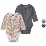 Lupilu Chlapecké body s dlouhými rukávy BIO 2kusy tmavě šedá pruhy – Zboží Mobilmania