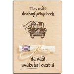 Dřevěná dárková karta na peníze - Na svatební cestu – Zboží Dáma