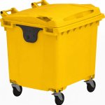 Plastik Gogic Plastový kontejner 1 100 l žlutý ploché víko – Sleviste.cz