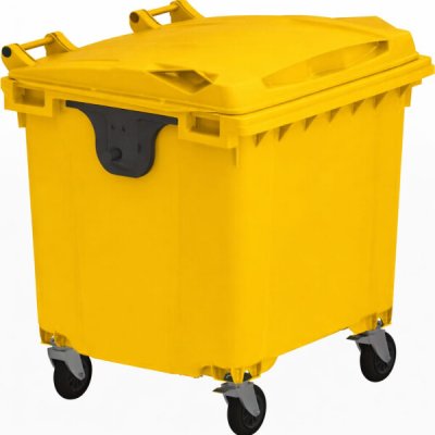 Plastik Gogic Plastový kontejner 1 100 l žlutý ploché víko – Sleviste.cz