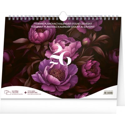 NOTIQUE Týdenní plánovací Fialové květy 30 x 21 cm 2026 – Sleviste.cz