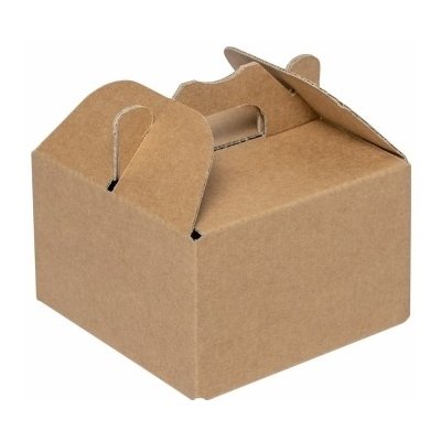 Krabičky s uchem na výslužky, chlebíčky aj. 100x100x60 mm, přírodní hnědá kraftová