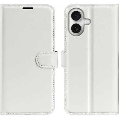 Litchi knížkové pouzdro na iPhone 17 - bílé – Zboží Mobilmania