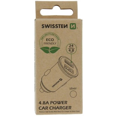 SWISSTEN CL ADAPTÉR 2x USB 4,8A METAL SILVER (ECO BALENÍ) – Zbozi.Blesk.cz