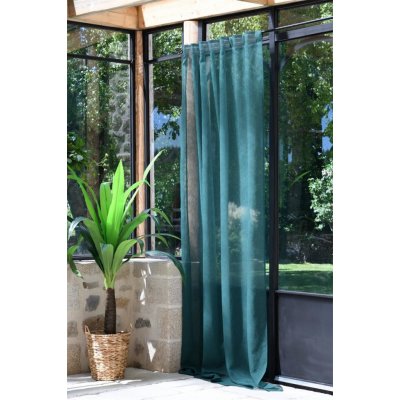Dekorační záclona s poutky režného vzhledu DERBY zelená 140x260 cm (cena za 1 kus) France – Zboží Mobilmania