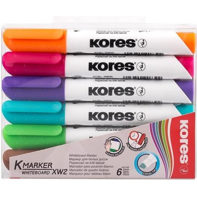 Kores Permanentní popisovač K-MARKER na bílé tabule, zkosený hrot 3-5 mm, mix 6 barev (růžová, tyrkysová, oranžová, hnědá, fialová, světle zelená) – Zboží Mobilmania