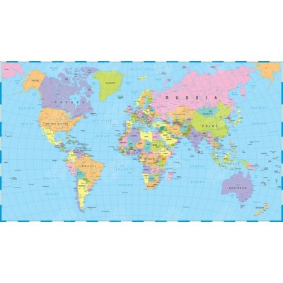 Magnetická mapa Světa, politická, barevná (pozinkovaný plech) 117 x 67 cm – Zboží Mobilmania