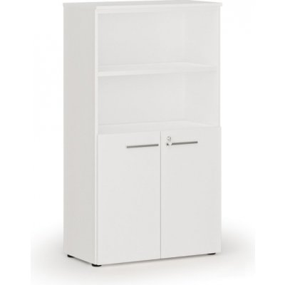 Primo Kombinovaná kancelářská skříň WHITE, dveře na 2 patra, 1434 x 800 x 420 mm, bílá