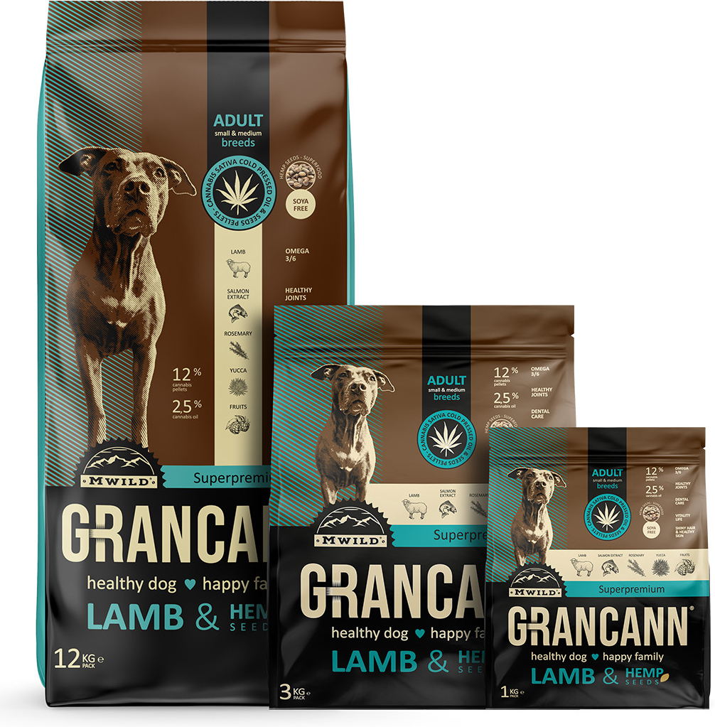 Grancann Lamb & Hemp seeds Adult small & medium breeds 1 kg