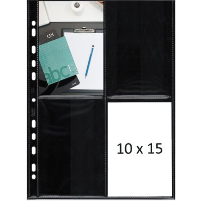 Bantex obal A4 na foto 10x15 s černým vloženým listem, cena za 10 folií Varianta: 100 folií – Zboží Mobilmania