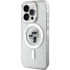 Pouzdro a kryt na mobilní telefon Apple Karl Lagerfeld IML Glitter Karl and Choupette MagSafe iPhone 15 Pro čiré