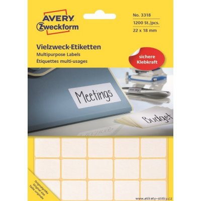 Avery Zweckform 22x18 mm, 1200 etiket, bílé 3318 – Zboží Mobilmania