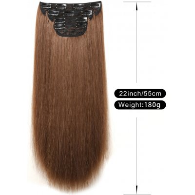 Vlasy clip in 4 pásy - světle hnědé rovné vlasové příčesky 55 cm – Zboží Mobilmania