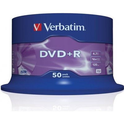 Verbatim DVD+R 4,7GB 16x, AZO, cakebox, 50ks (43550) – Hledejceny.cz