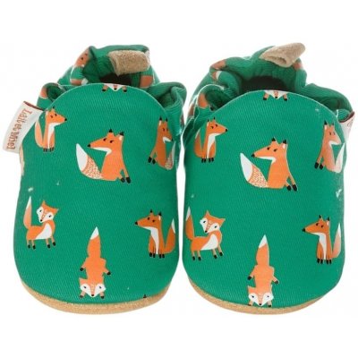 Lait et Miel bavlněné capáčky s koženou podrážkou s liškami – Zboží Dáma