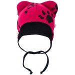 NEW BABY Kojenecká bavlněná čepička s oušky New Baby Paw tmavě růžová – Zboží Dáma