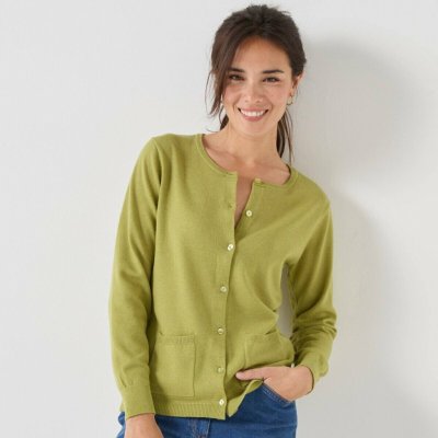 Propínací svetr s kulatým výstřihem, jehněčí vlna mechová – Zboží Mobilmania