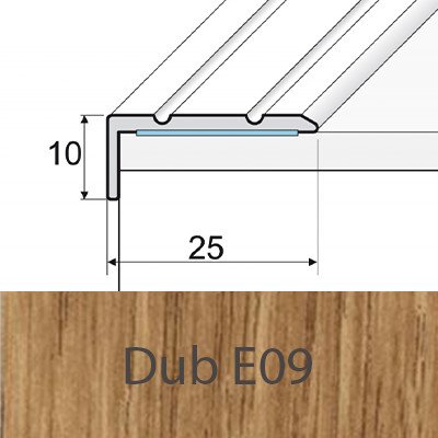 PROFIL Team Schodová hrana E09 25 x 10 mm x 1,2 m dub – Sleviste.cz