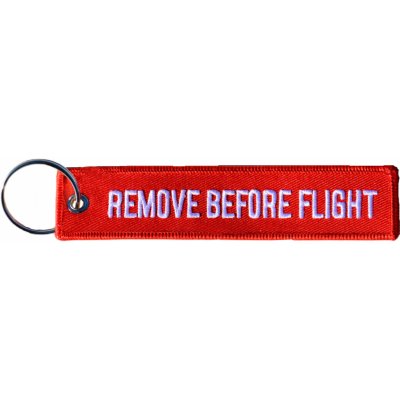 Přívěsek na klíče remove before flight červená menší – Zboží Mobilmania