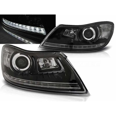 PŘEDNÍ SVĚTLOMETY, SVĚTLA, LAMPY ŠKODA OCTAVIA 2 II, 2009-2012, FACELIFT, LED LIGHT, ČERNÉ BLACK | Zboží Auto