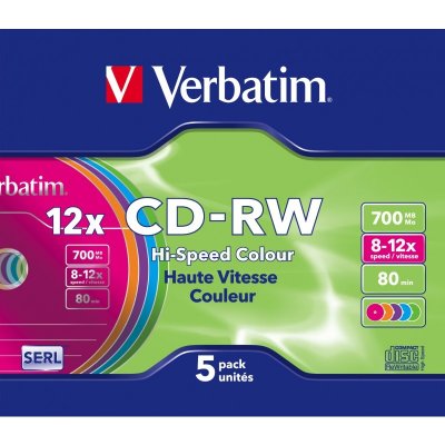 Verbatim CD-RW 700MB 8-12x, SERL, slimbox, 5ks (43167) – Sleviste.cz