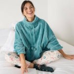 Fleecové pončo s texturou modrošedá – Zboží Mobilmania