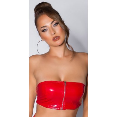 Koucla Latex look bandeau top with zip red – Zbozi.Blesk.cz