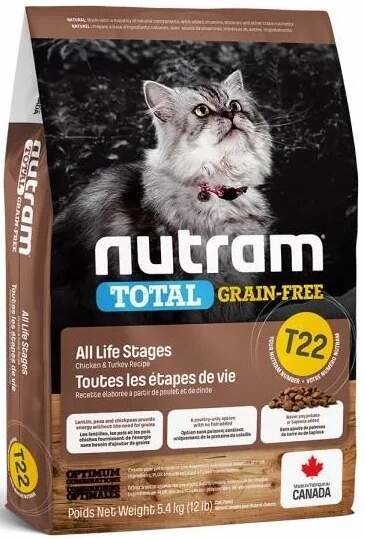 Nutram T22 Total Grain Free Turkey Chicken, Duck Cat 2 x 5,4 kg