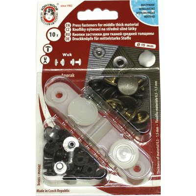 Koh-I-Noor Druk WUK 15mm staromosaz, knoflík nýtovací na středně silné látky bal. 10ks – Sleviste.cz