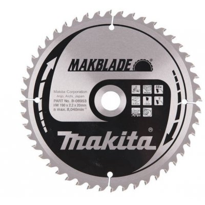 Makita pilový kotouč na dřevo MAKBLADE 190x20mm 48 zubů B-08953 – Zbozi.Blesk.cz