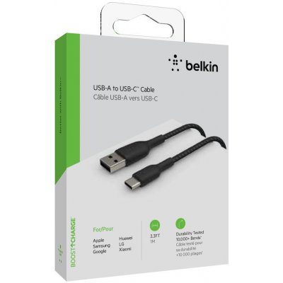 Belkin CAB002bt1MBK oplétaný USB-C - USB-A, 1m, černý – Zbozi.Blesk.cz