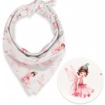 Biante Dětský bavlněný šátek Sandra SA-684 Růžové víly na bílém – Zboží Dáma