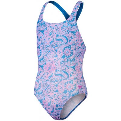 Speedo Printed Medalist Girl Baja Blue/Neon Violet/White