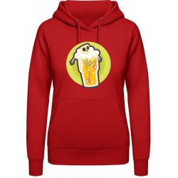 AWDis Hoodie mikina Design Smrtka v pivní sklenici Ohnivá červená