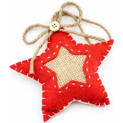 DECOLED Vánoční ozdoba na stromeček látková vánoční hvězda 11,5 cm, závěsná – Hledejceny.cz