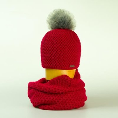 Pletený set čepice a tunel červený – Zboží Mobilmania