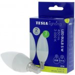 Tesla LED žárovka svíčka CANDLE E14, 5W, 230V, 450lm, 25 000h, 3000K teplá bílá, 220st 2ks – Zbozi.Blesk.cz