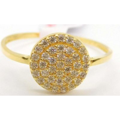 Klenoty Budín Dámský prsten ze žlutého zlata posetý mnoha zirkony HK1173 – Zboží Dáma