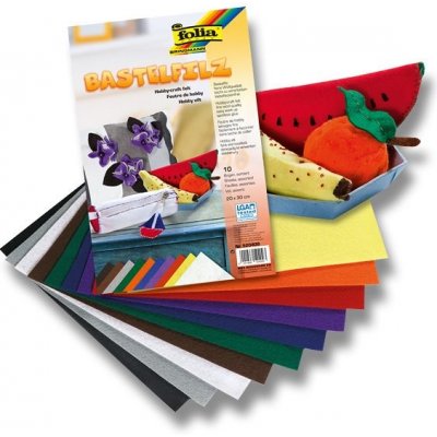 Folia Filcový papír 10 listů mix barev