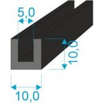 00535011 Pryžový profil tvaru "U", 10x10/5mm, 70°Sh, EPDM, -40°C/+100°C, černý | Zboží Auto