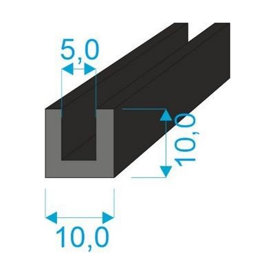00535011 Pryžový profil tvaru "U", 10x10/5mm, 70°Sh, EPDM, -40°C/+100°C, černý – Zbozi.Blesk.cz