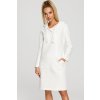 Dámské šaty M695 Hooded knit dress with an asymmetrical pocket ecru