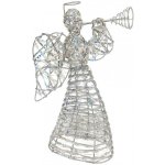 Stříbrný kovový anděl s trubkou a LED osvětlením - 22*8*30 cm / 3*AA - Clayre & Eef – Hledejceny.cz