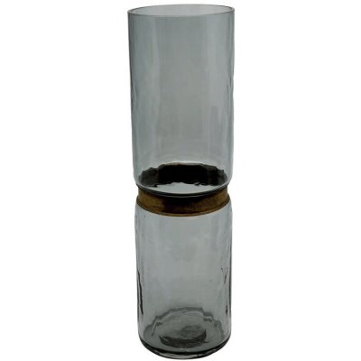 Váza s kovovým kroužkem barva / provedení: šedá, materiál: sklo, průměr: 12, užití: interiérové, velikost: L, výška do:: 40 – Hledejceny.cz