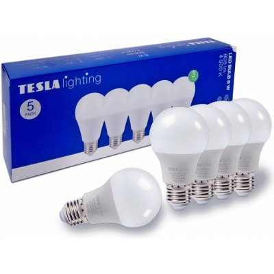 Tesla LED žárovka BULB E27, 8W, 230V, 806lm, 25 000h, 4000K denní bílá, 220st 5ks v – Hledejceny.cz
