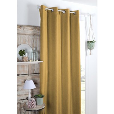 Dekorační IZOLAČNÍ závěs "BLACKOUT" zatemňovací s kroužky COPEN POLAIRE mustard/hořčicová 140x260 cm (cena za 1 kus) France – Sleviste.cz
