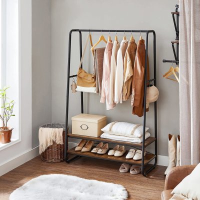 SongmicsHome Stojan na oblečení ELIAS 100 x 45 x 160 cm hnědá/černá RGR112B01 – Zboží Dáma