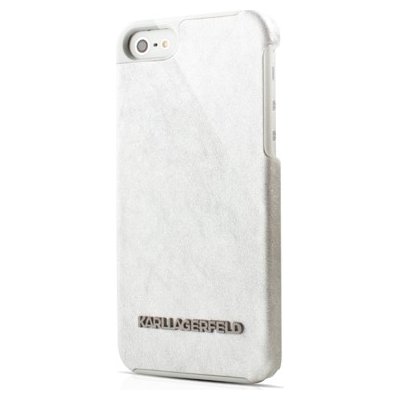 Pouzdro Karl Lagerfeld Vinyl iPhone 5/5S SE stříbrné