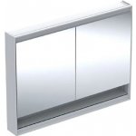 Geberit ONE - Zrcadlová skříňka s LED osvětlením, 1200x900x150 mm, 2 dvířka, s nikou, hliník 505.835.00.1